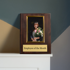 Employee of the Month Photo Plaque on Mantle