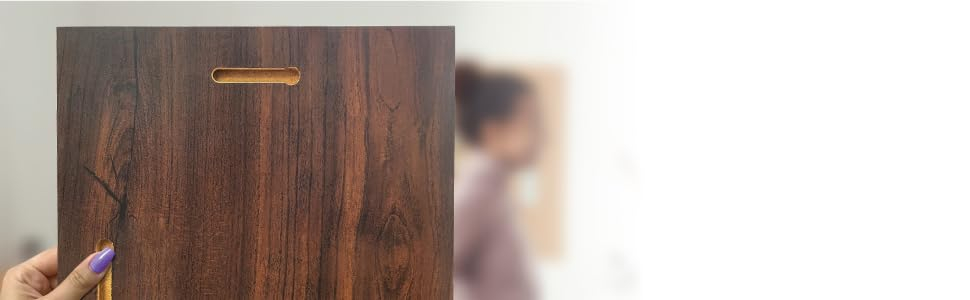 Woman Holding Coasted Cherry Board with Keyhole Slot on the Back